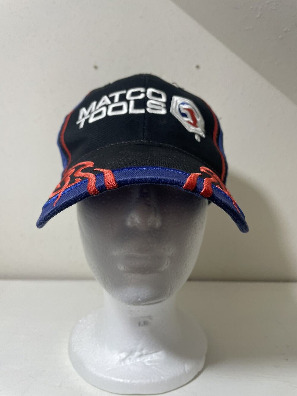 Matco Tools Hat Racing Embroidered Cap Strap back Black Blue Flames Official